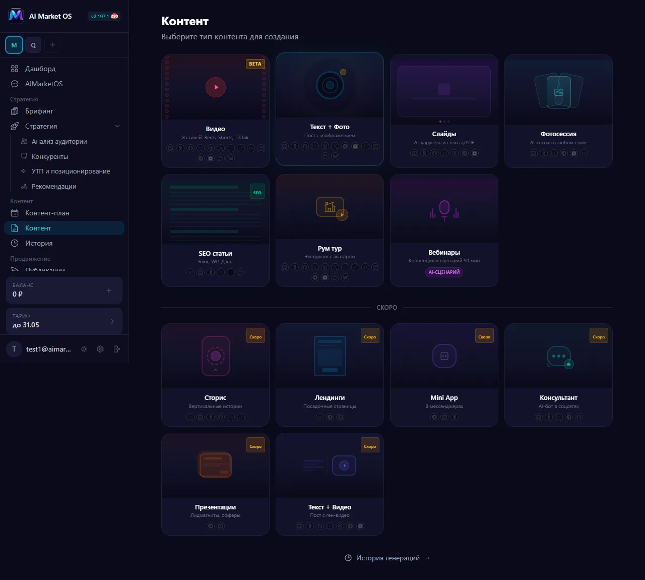 Подключённые площадки в AI Market OS